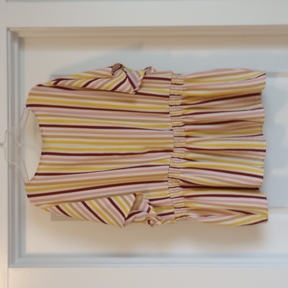 Lane Bryant Womens Peplum Top Sz 24 Short Sleeve V-Neck Smock Waist Stripe Pink - Picture 6 of 10